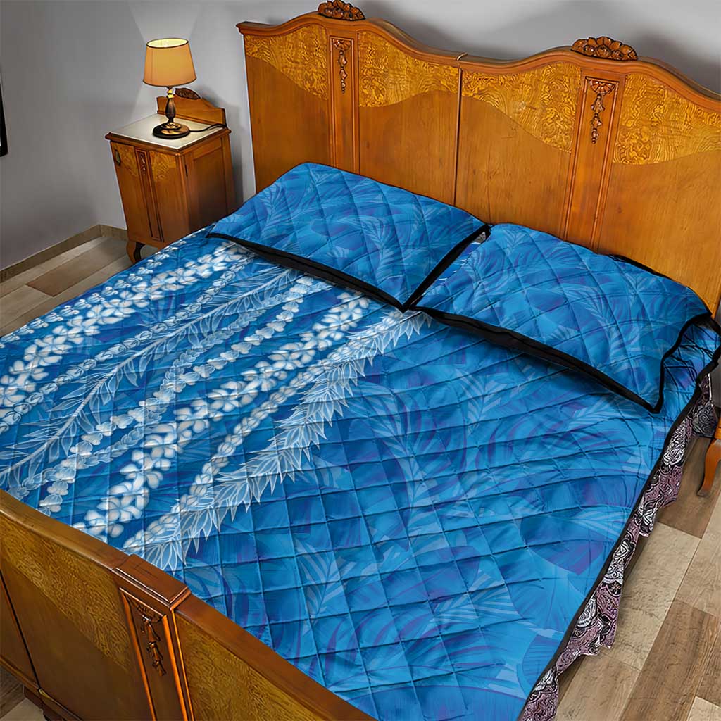 Hawaii Prince Kuhio Quilt Bed Set Blue Hawaiian Lau Maia With Leis