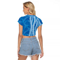 Hawaii Prince Kuhio Raglan Cropped T Shirt Blue Hawaiian Lau Maia With Leis