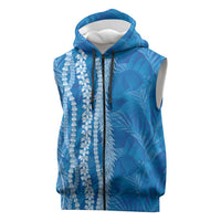 Hawaii Prince Kuhio Sleeveless Zip Hoodie Blue Hawaiian Lau Maia With Leis LT05 Blue - Polynesian Pride