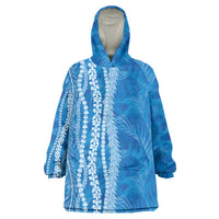 Hawaii Prince Kuhio Wearable Blanket Hoodie Blue Hawaiian Lau Maia With Leis