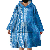 Hawaii Prince Kuhio Wearable Blanket Hoodie Blue Hawaiian Lau Maia With Leis