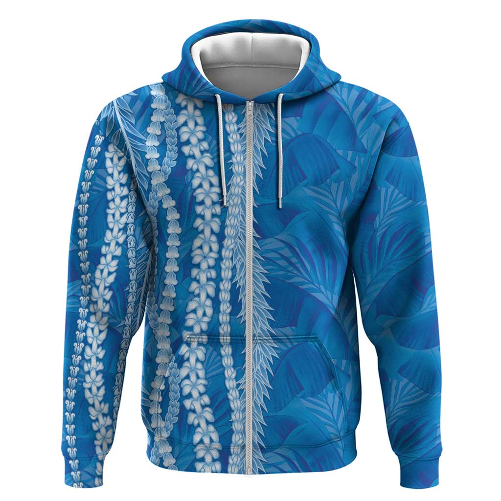 Hawaii Prince Kuhio Zip Hoodie Blue Hawaiian Lau Maia With Leis