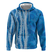 Hawaii Prince Kuhio Zip Hoodie Blue Hawaiian Lau Maia With Leis