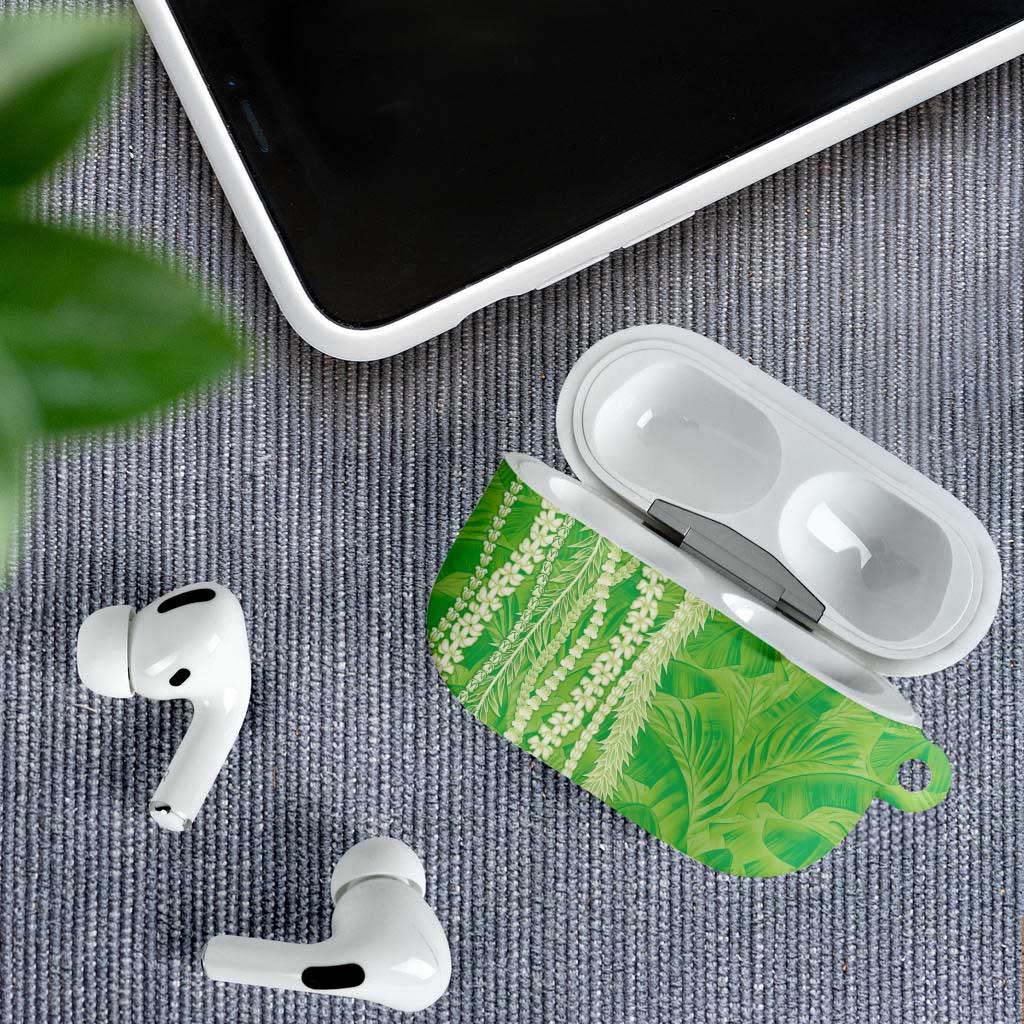 Hawaii Prince Kuhio AirPods Case Lime Green Hawaiian Lau Maia With Leis