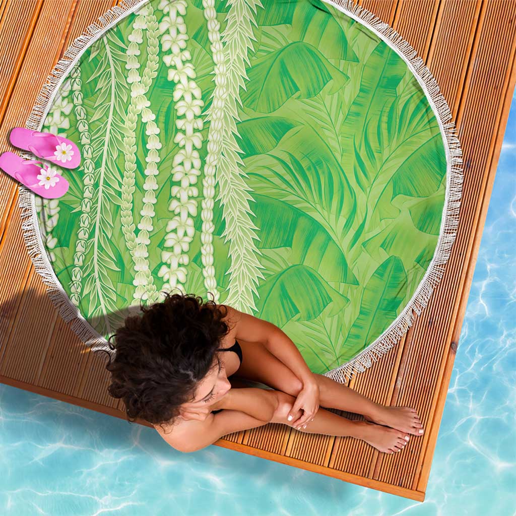 Hawaii Prince Kuhio Beach Blanket Lime Green Hawaiian Lau Maia With Leis LT05 - Polynesian Pride