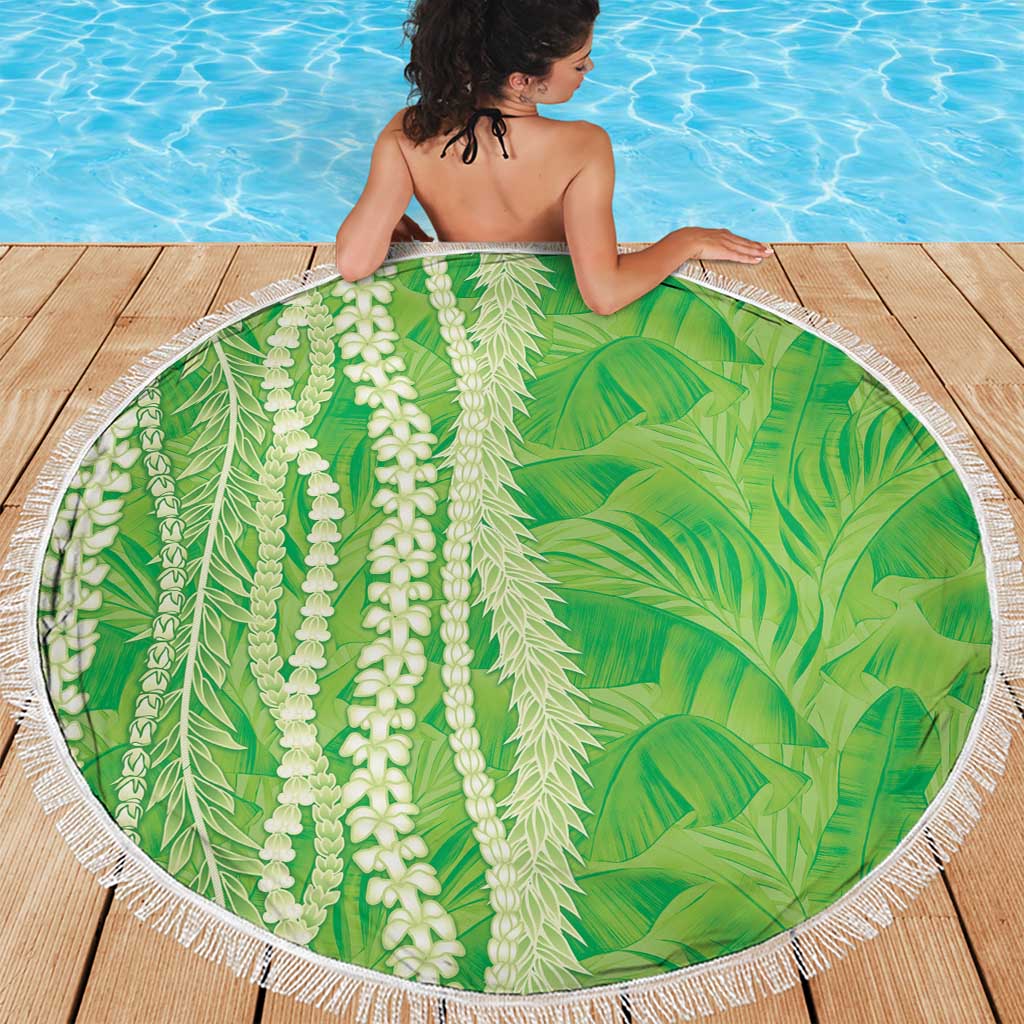 Hawaii Prince Kuhio Beach Blanket Lime Green Hawaiian Lau Maia With Leis LT05 - Polynesian Pride