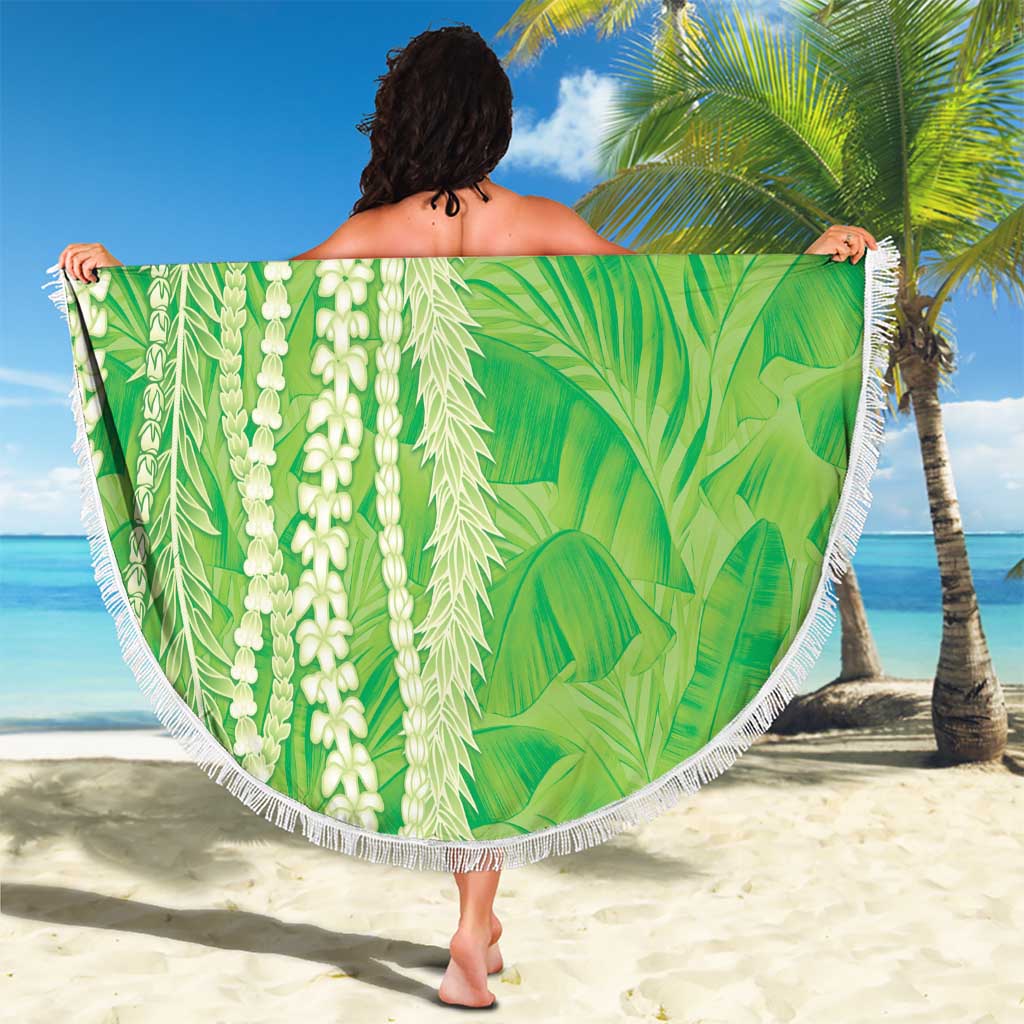 Hawaii Prince Kuhio Beach Blanket Lime Green Hawaiian Lau Maia With Leis LT05 - Polynesian Pride