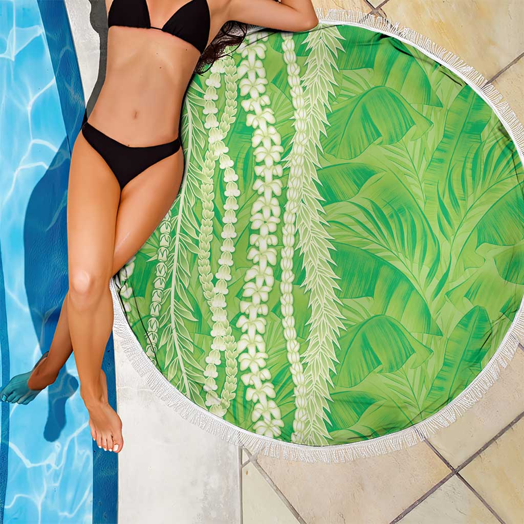 Hawaii Prince Kuhio Beach Blanket Lime Green Hawaiian Lau Maia With Leis LT05 - Polynesian Pride