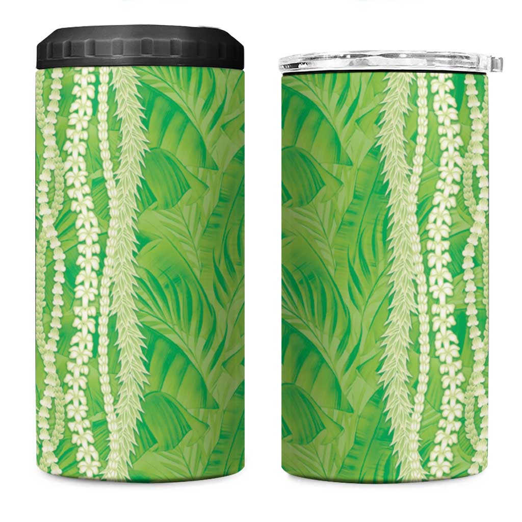 Hawaii Prince Kuhio 4 in 1 Can Cooler Tumbler Lime Green Hawaiian Lau Maia With Leis