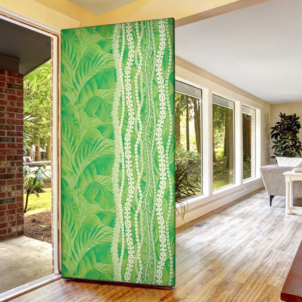 Hawaii Prince Kuhio Door Cover Lime Green Hawaiian Lau Maia With Leis