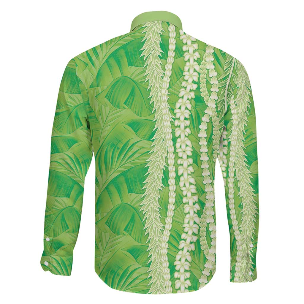 Hawaii Prince Kuhio Family Matching Off Shoulder Short Dress and Hawaiian Shirt Lime Green Hawaiian Lau Maia With Leis