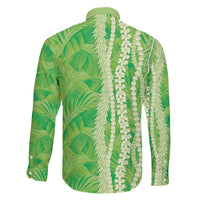 Hawaii Prince Kuhio Family Matching Puletasi and Hawaiian Shirt Lime Green Hawaiian Lau Maia With Leis