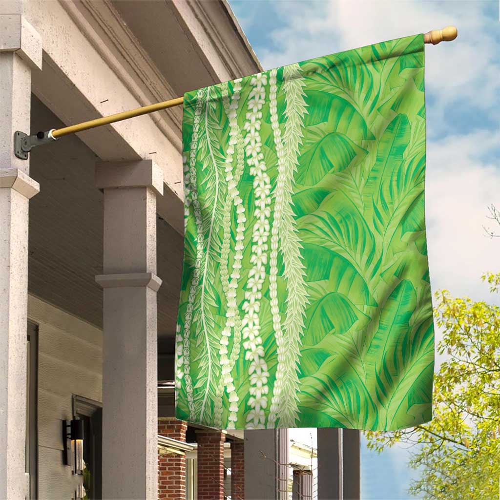 Hawaii Prince Kuhio Garden Flag Lime Green Hawaiian Lau Maia With Leis