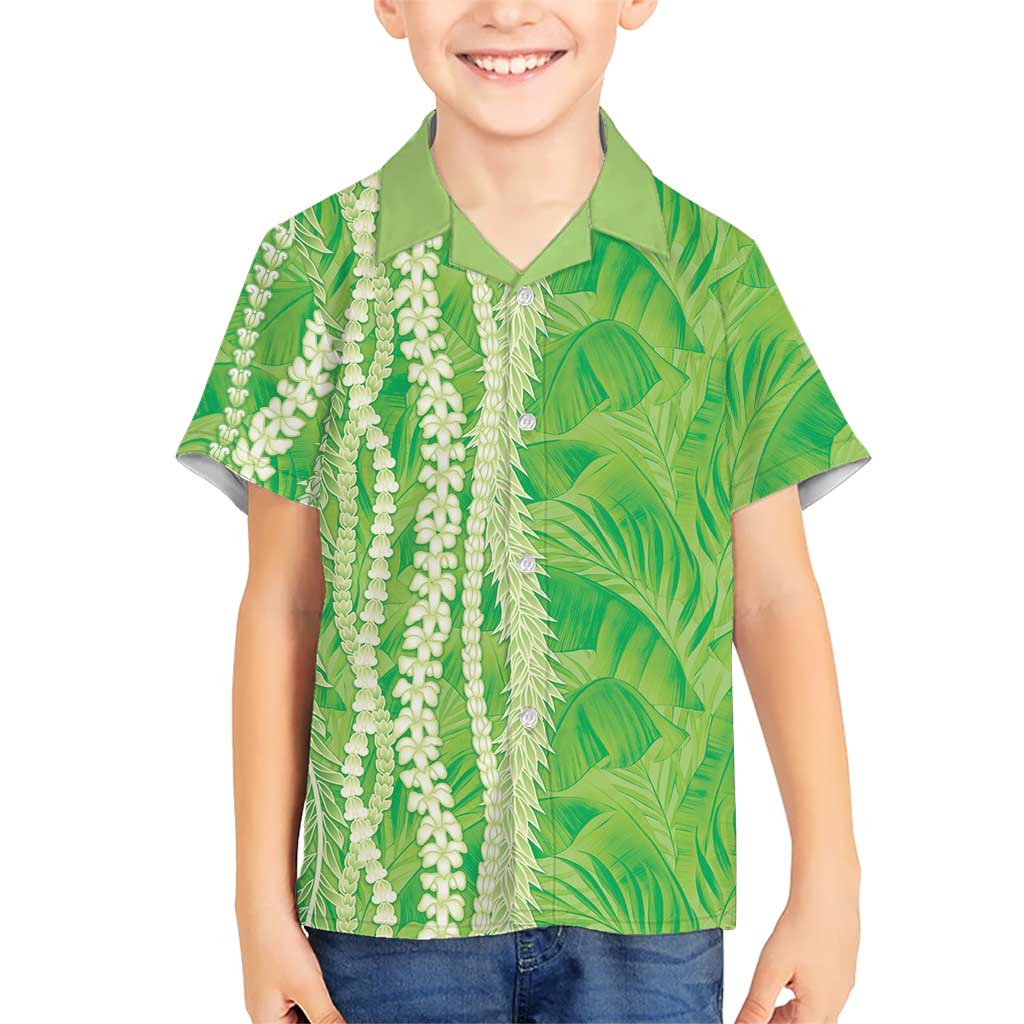 Hawaii Prince Kuhio Kid Hawaiian Shirt Lime Green Hawaiian Lau Maia With Leis LT05 Kid Green - Polynesian Pride
