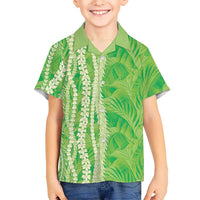 Hawaii Prince Kuhio Kid Hawaiian Shirt Lime Green Hawaiian Lau Maia With Leis LT05 Kid Green - Polynesian Pride