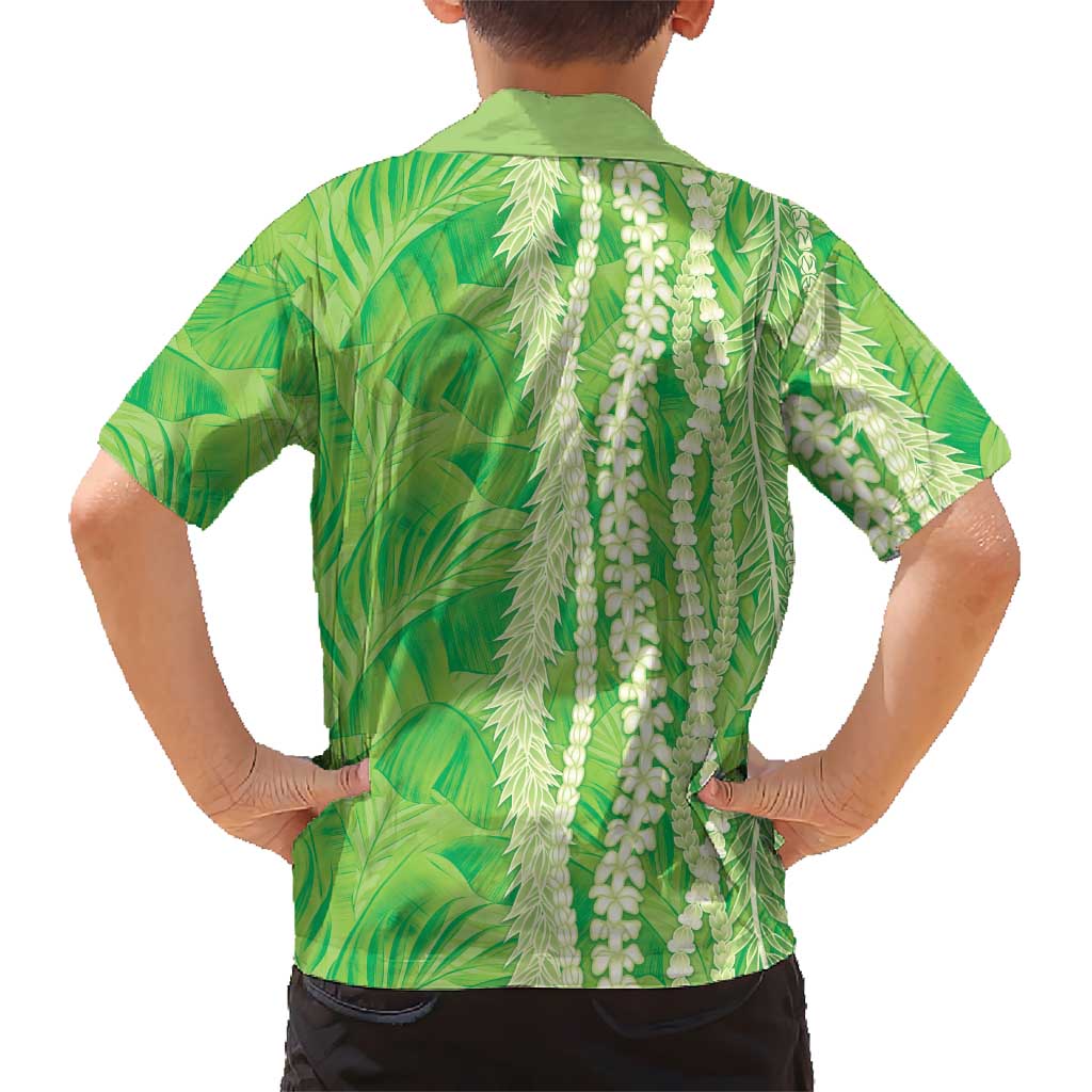 Hawaii Prince Kuhio Kid Hawaiian Shirt Lime Green Hawaiian Lau Maia With Leis LT05 - Polynesian Pride