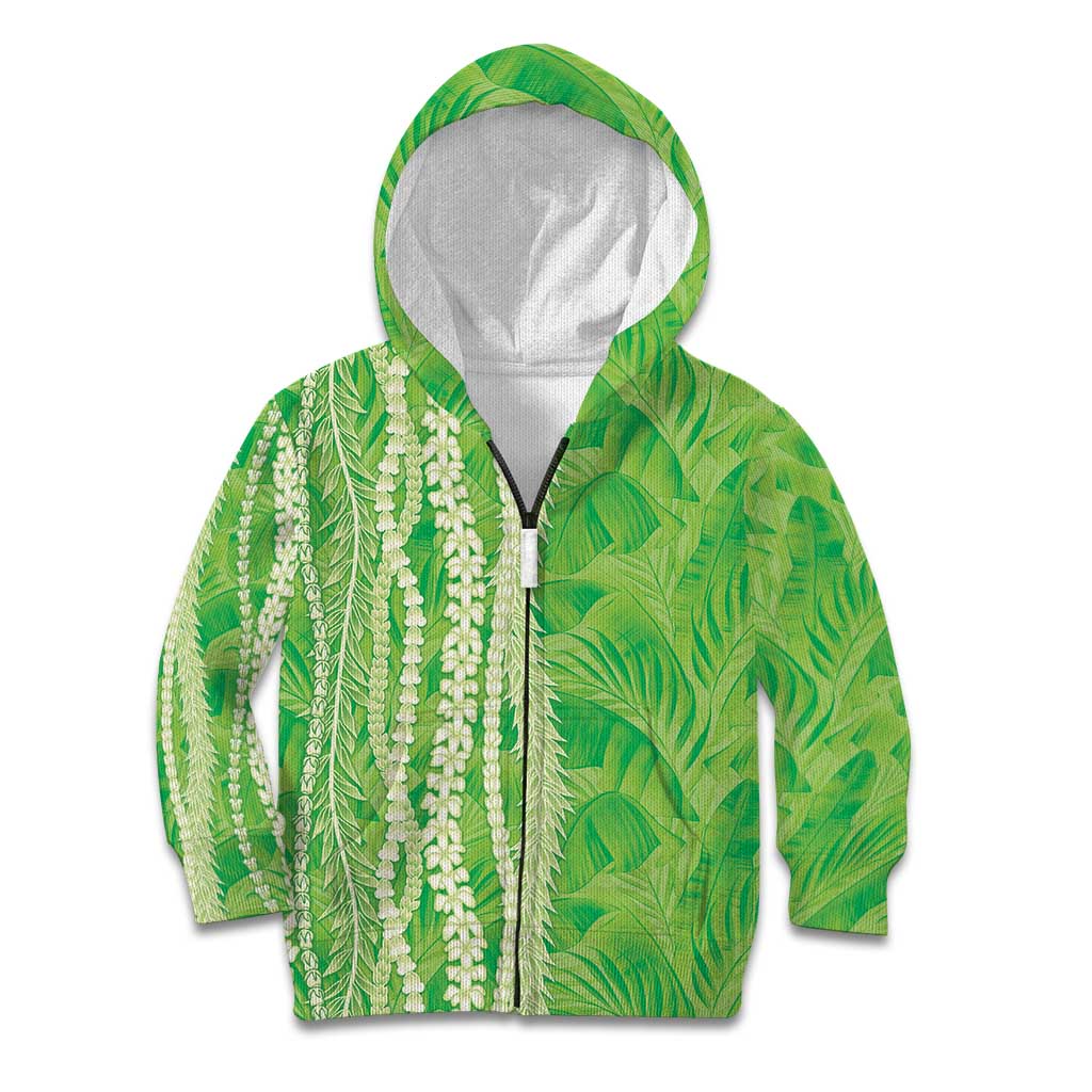 Hawaii Prince Kuhio Kid Hoodie Lime Green Hawaiian Lau Maia With Leis LT05 Zip Hoodie Green - Polynesian Pride