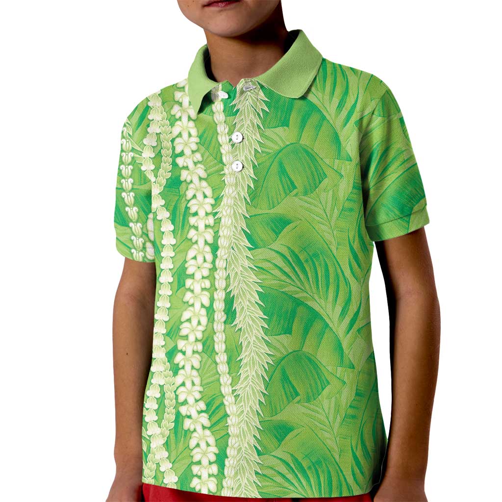 Hawaii Prince Kuhio Kid Polo Shirt Lime Green Hawaiian Lau Maia With Leis LT05 Kid Green - Polynesian Pride