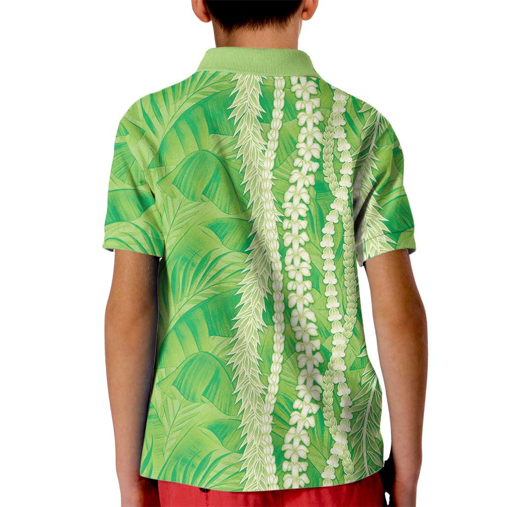 Hawaii Prince Kuhio Kid Polo Shirt Lime Green Hawaiian Lau Maia With Leis LT05 - Polynesian Pride