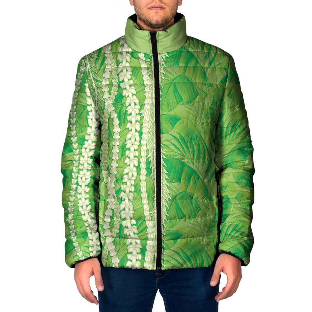 Hawaii Prince Kuhio Padded Jacket Lime Green Hawaiian Lau Maia With Leis