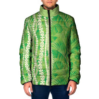 Hawaii Prince Kuhio Padded Jacket Lime Green Hawaiian Lau Maia With Leis