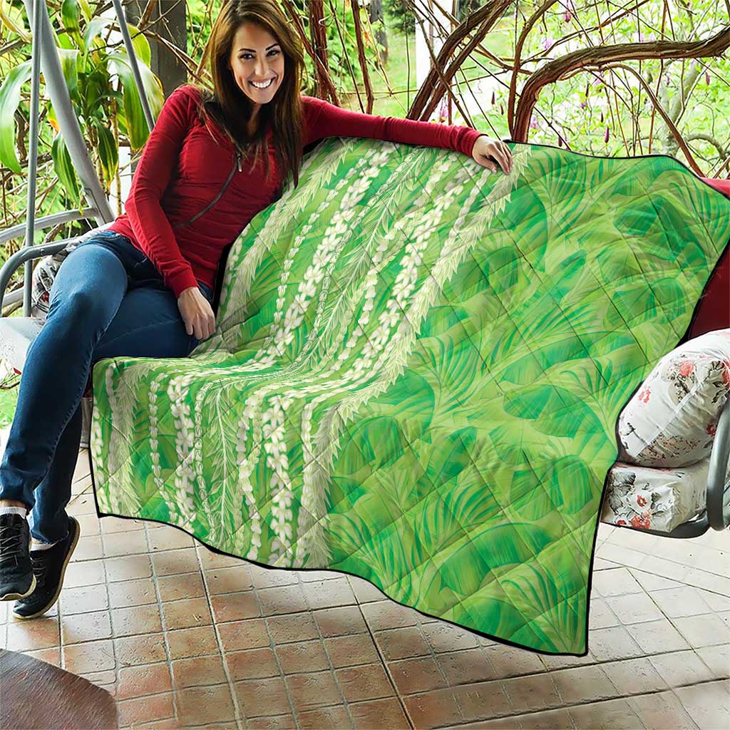 Hawaii Prince Kuhio Quilt Lime Green Hawaiian Lau Maia With Leis