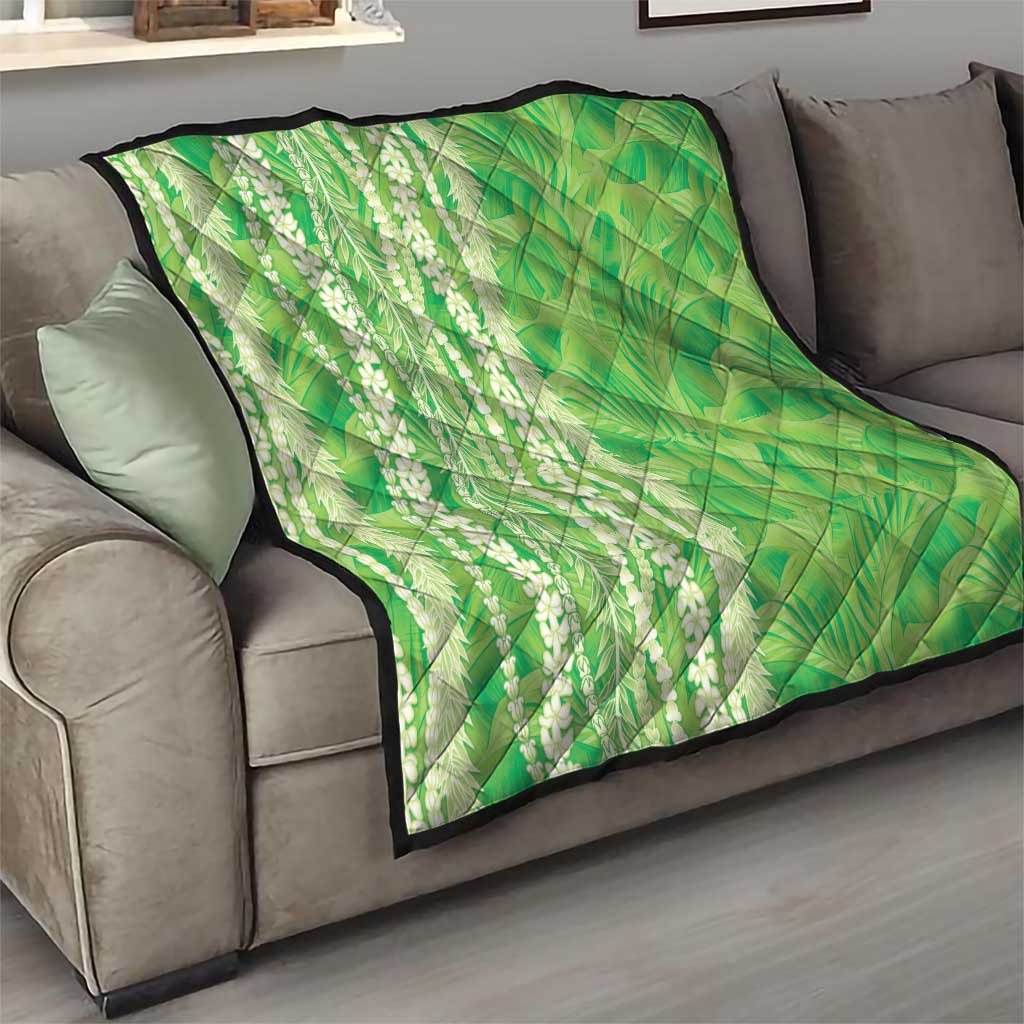 Hawaii Prince Kuhio Quilt Lime Green Hawaiian Lau Maia With Leis
