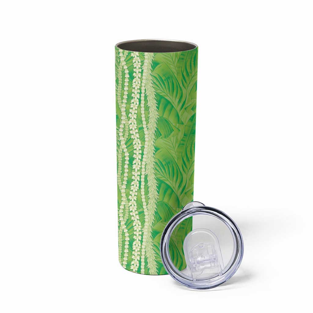 Hawaii Prince Kuhio Skinny Tumbler Lime Green Hawaiian Lau Maia With Leis LT05 - Polynesian Pride