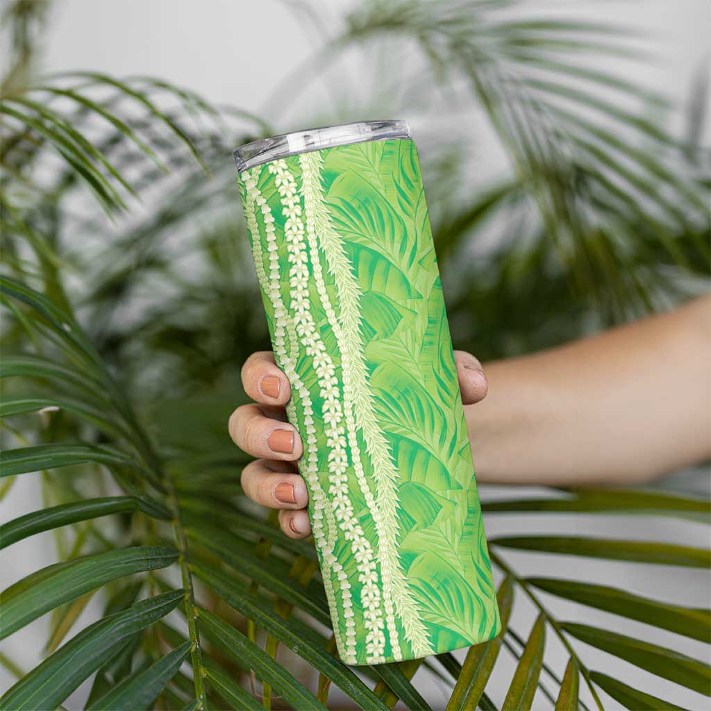 Hawaii Prince Kuhio Skinny Tumbler Lime Green Hawaiian Lau Maia With Leis LT05 - Polynesian Pride