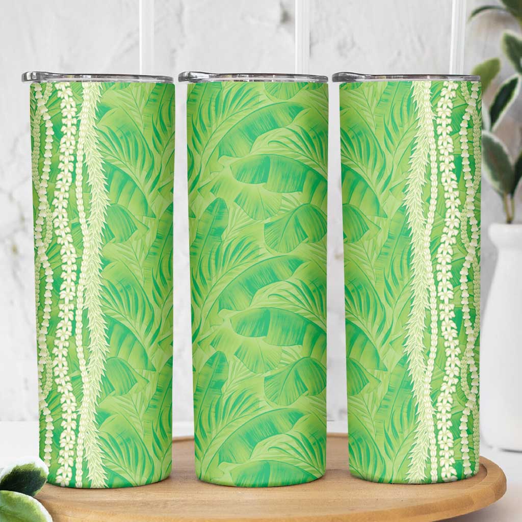 Hawaii Prince Kuhio Skinny Tumbler Lime Green Hawaiian Lau Maia With Leis LT05 - Polynesian Pride