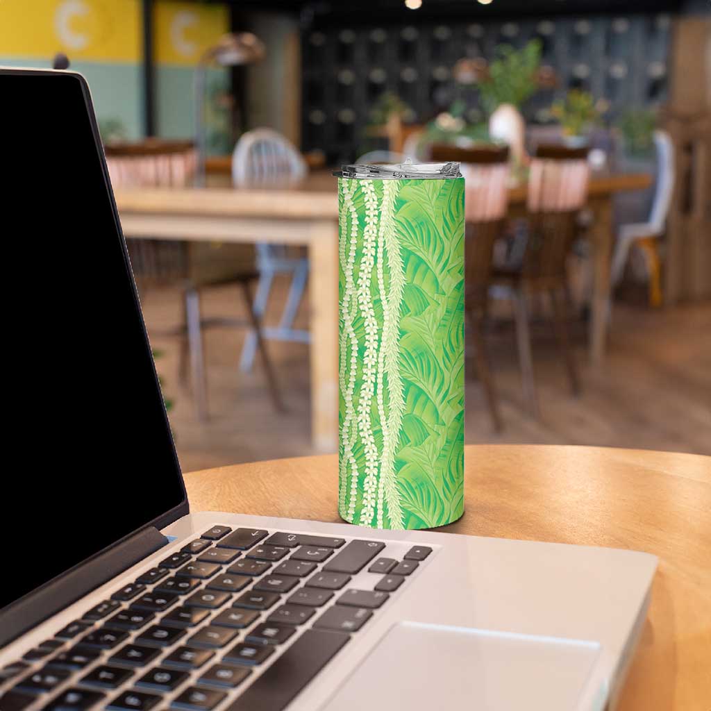 Hawaii Prince Kuhio Skinny Tumbler Lime Green Hawaiian Lau Maia With Leis LT05 - Polynesian Pride
