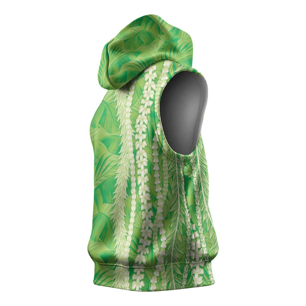 Hawaii Prince Kuhio Sleeveless Hoodie Lime Green Hawaiian Lau Maia With Leis
