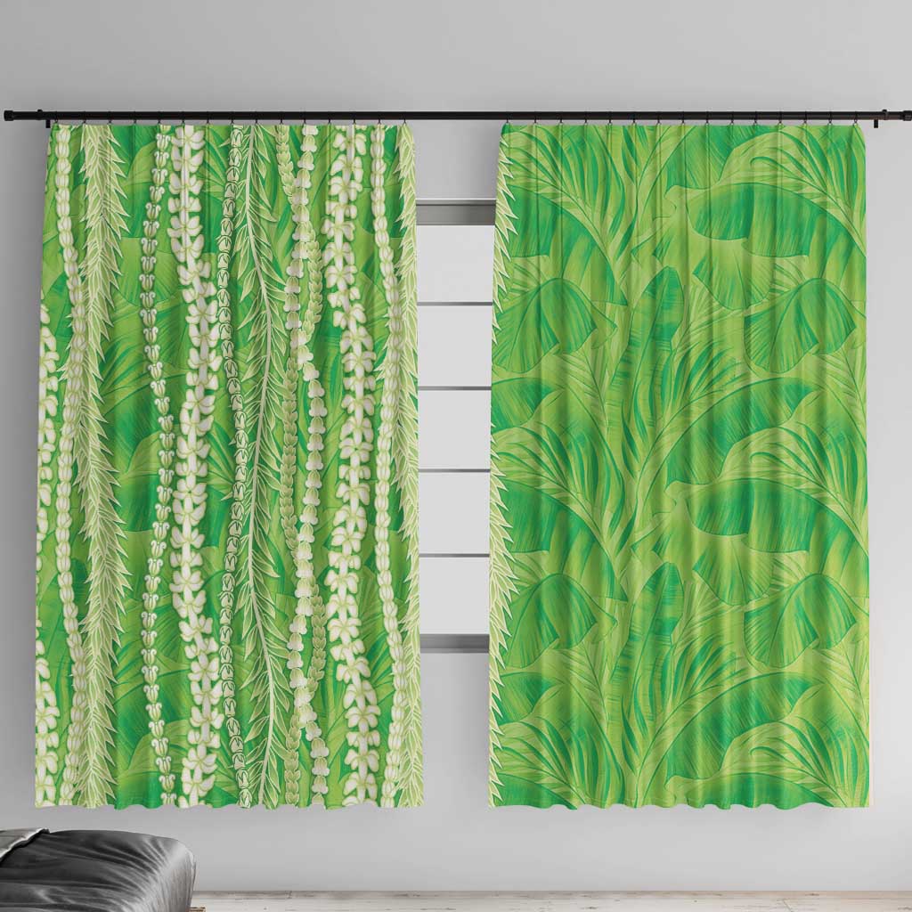 Hawaii Prince Kuhio Window Curtain Lime Green Hawaiian Lau Maia With Leis
