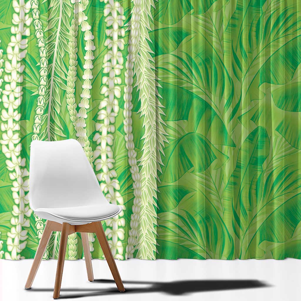 Hawaii Prince Kuhio Window Curtain Lime Green Hawaiian Lau Maia With Leis