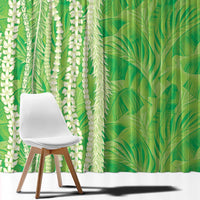 Hawaii Prince Kuhio Window Curtain Lime Green Hawaiian Lau Maia With Leis