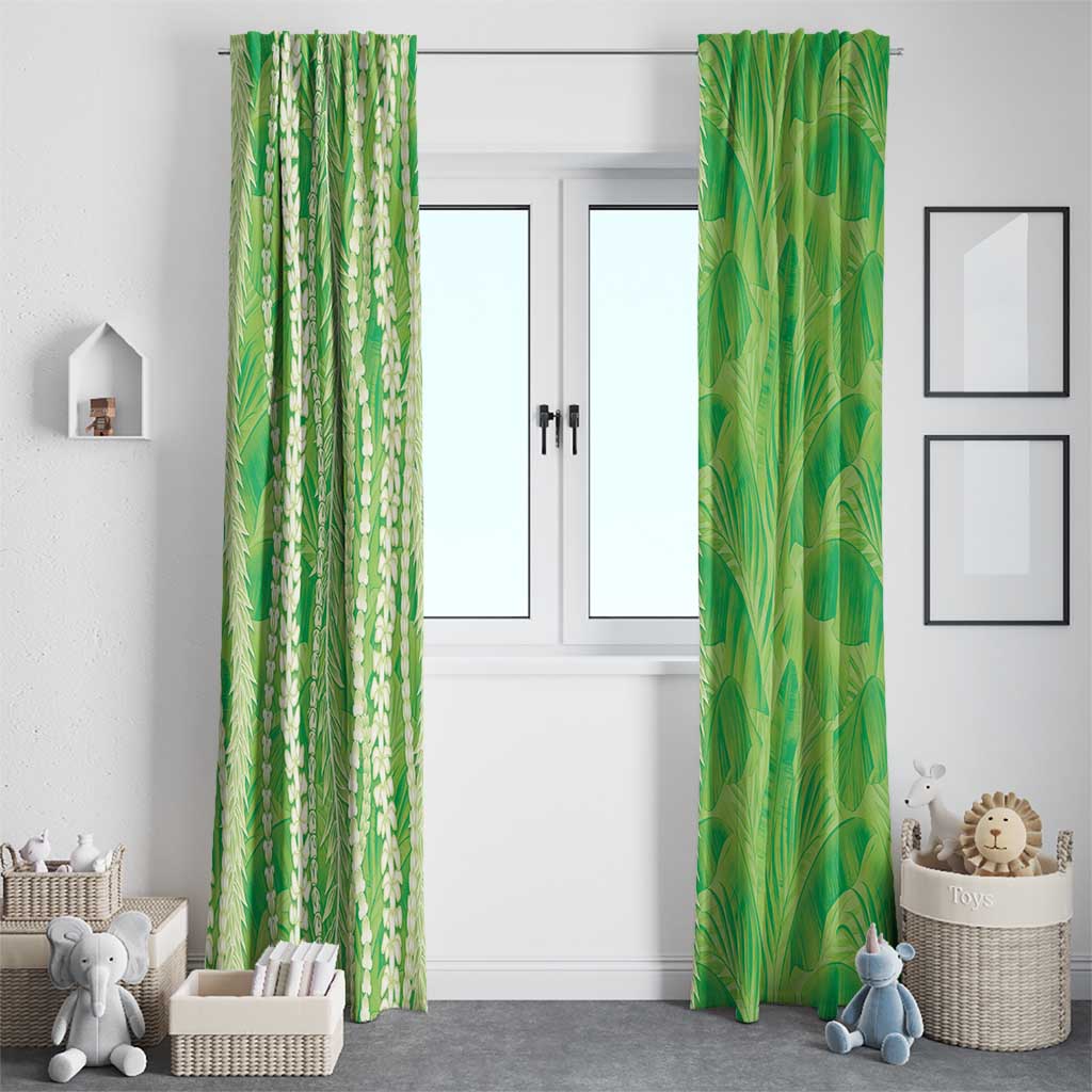 Hawaii Prince Kuhio Window Curtain Lime Green Hawaiian Lau Maia With Leis