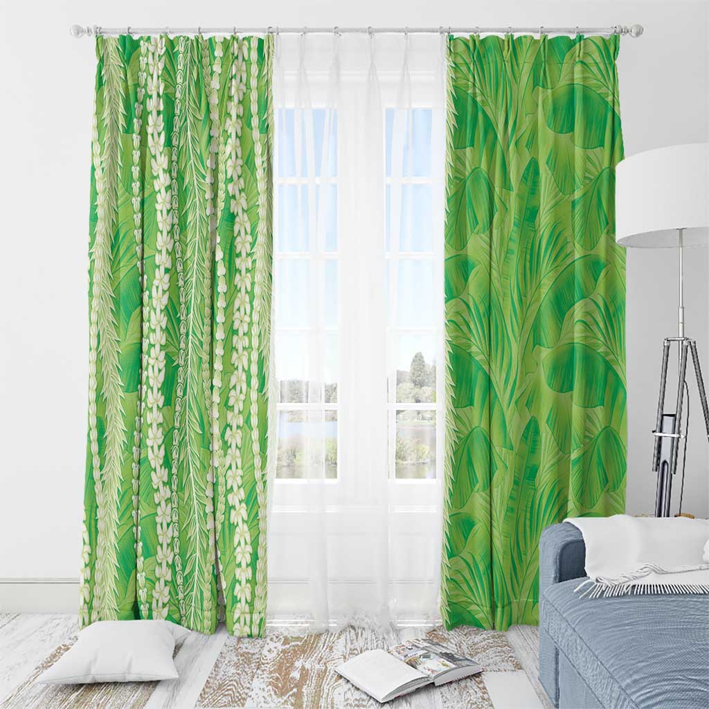 Hawaii Prince Kuhio Window Curtain Lime Green Hawaiian Lau Maia With Leis