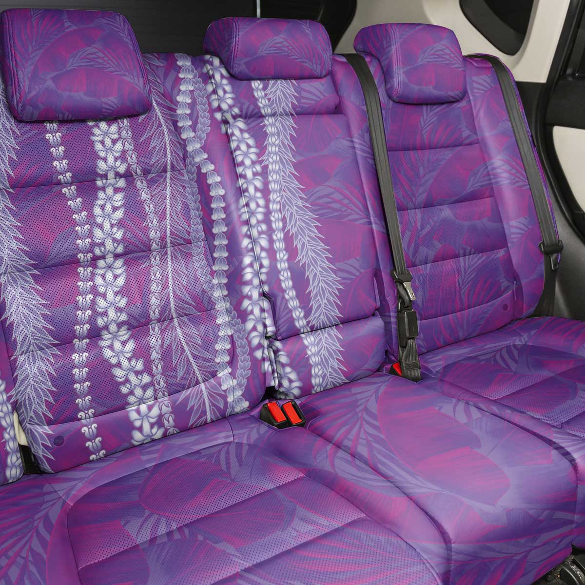 Hawaii Prince Kuhio Back Car Seat Cover Violet Hawaiian Lau Maia With Leis