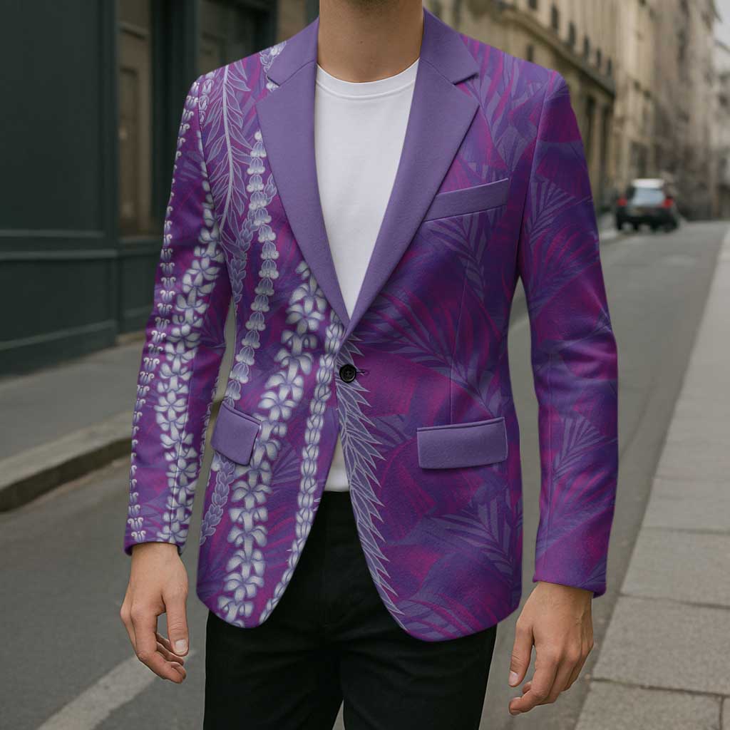 Hawaii Prince Kuhio Blazer Violet Hawaiian Lau Maia With Leis