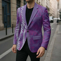 Hawaii Prince Kuhio Blazer Violet Hawaiian Lau Maia With Leis