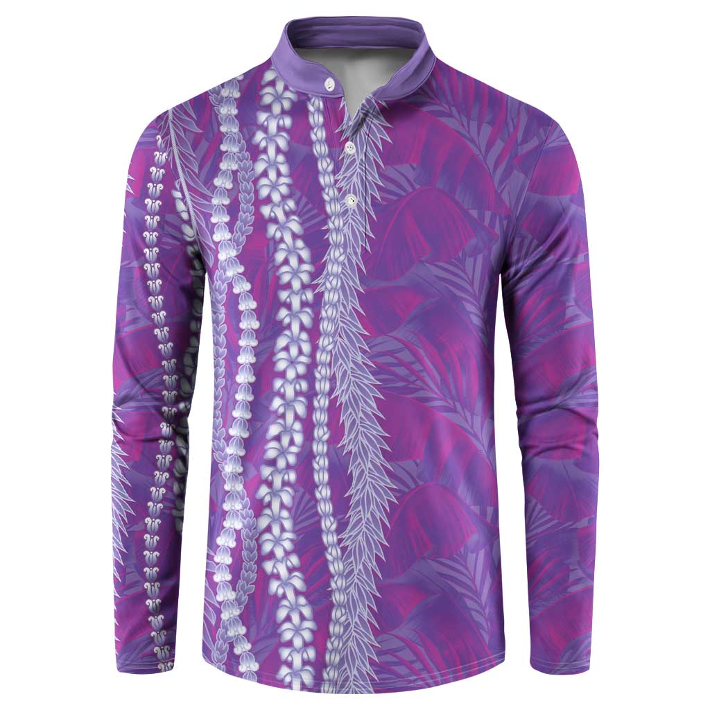 Hawaii Prince Kuhio Button Sweatshirt Violet Hawaiian Lau Maia With Leis
