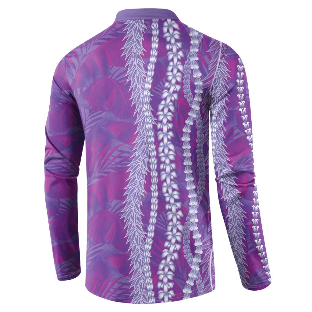Hawaii Prince Kuhio Button Sweatshirt Violet Hawaiian Lau Maia With Leis