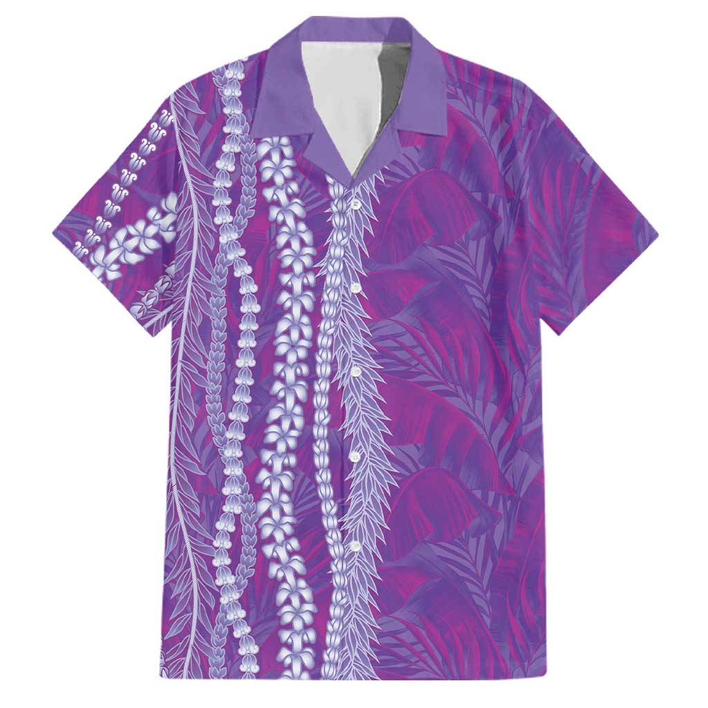 Hawaii Prince Kuhio Family Matching Mermaid Dress and Hawaiian Shirt Violet Hawaiian Lau Maia With Leis