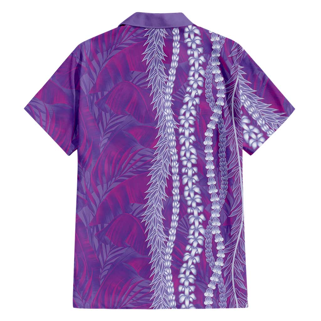 Hawaii Prince Kuhio Family Matching Puletasi and Hawaiian Shirt Violet Hawaiian Lau Maia With Leis