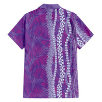 Hawaii Prince Kuhio Family Matching Puletasi and Hawaiian Shirt Violet Hawaiian Lau Maia With Leis