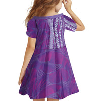 Hawaii Prince Kuhio Family Matching Short Sleeve Bodycon Dress and Hawaiian Shirt Violet Hawaiian Lau Maia With Leis