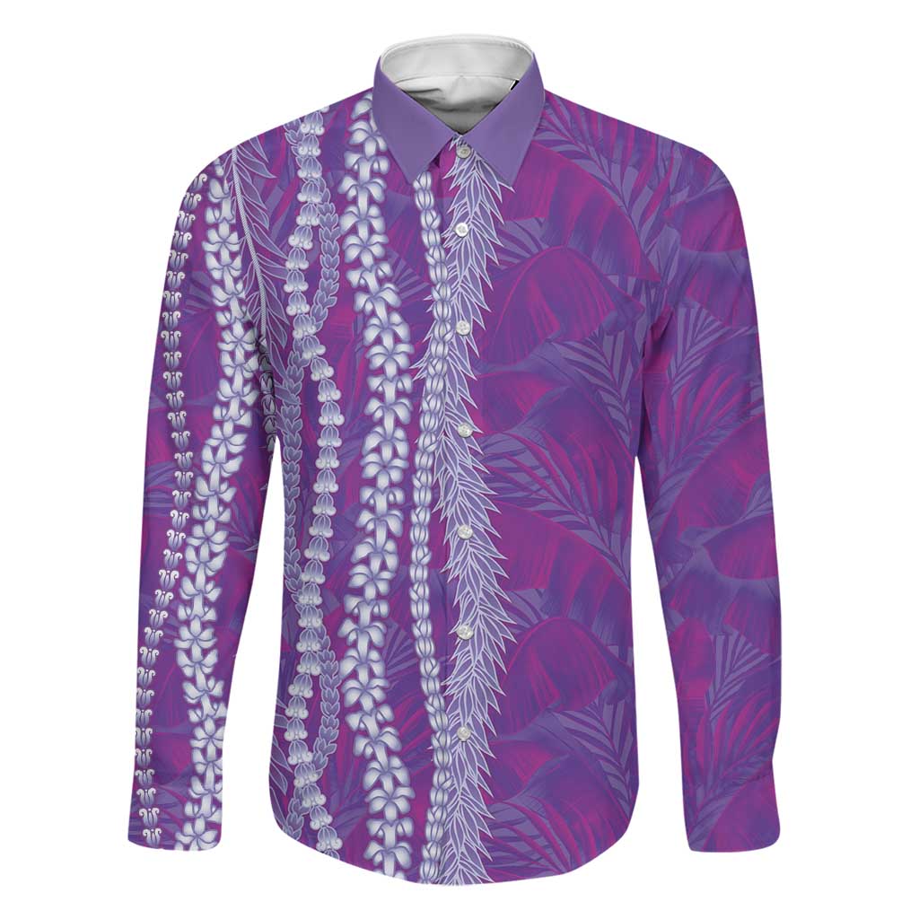 Hawaii Prince Kuhio Family Matching Short Sleeve Bodycon Dress and Hawaiian Shirt Violet Hawaiian Lau Maia With Leis