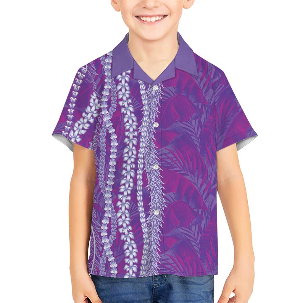 Hawaii Prince Kuhio Family Matching Short Sleeve Bodycon Dress and Hawaiian Shirt Violet Hawaiian Lau Maia With Leis