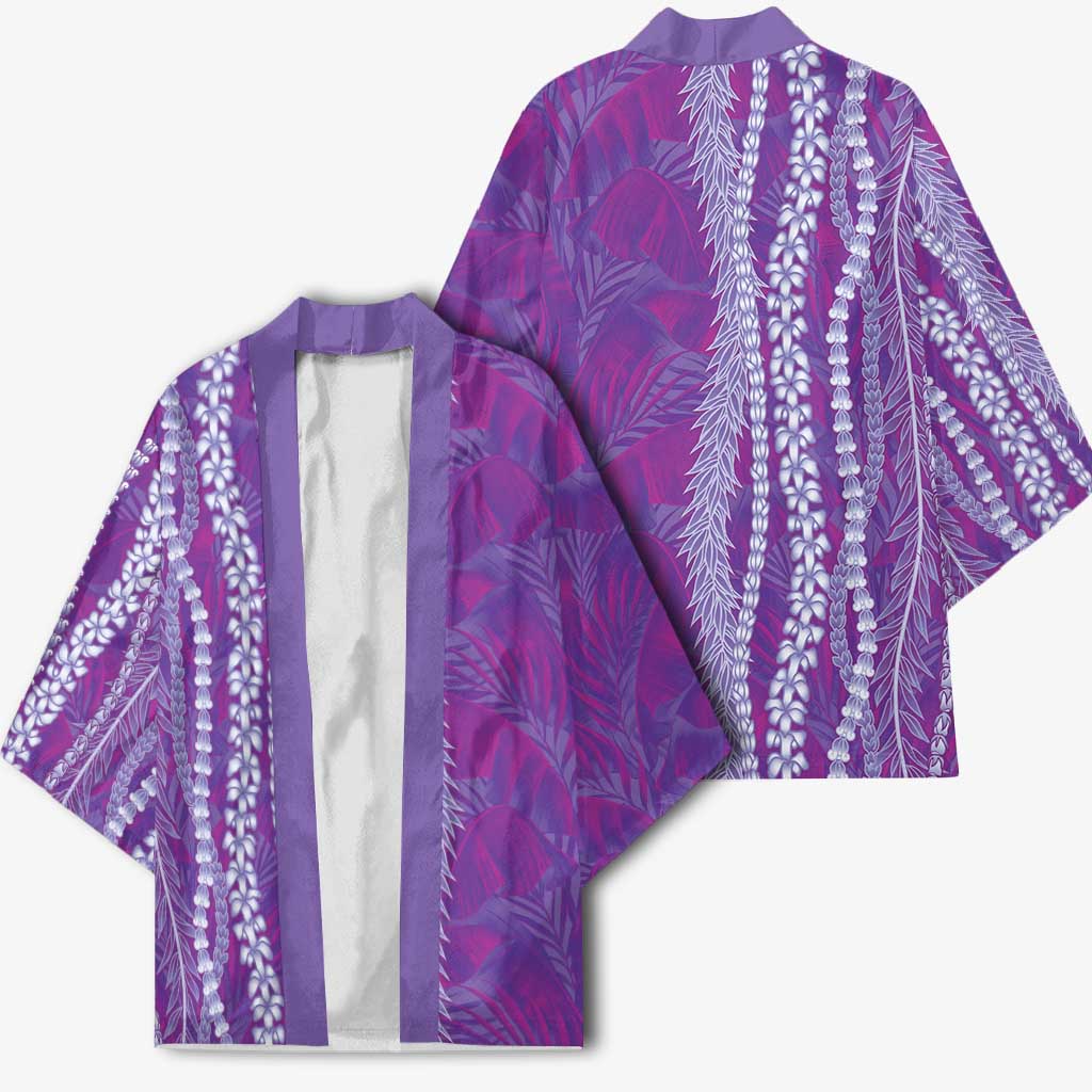 Hawaii Prince Kuhio Kimono Violet Hawaiian Lau Maia With Leis