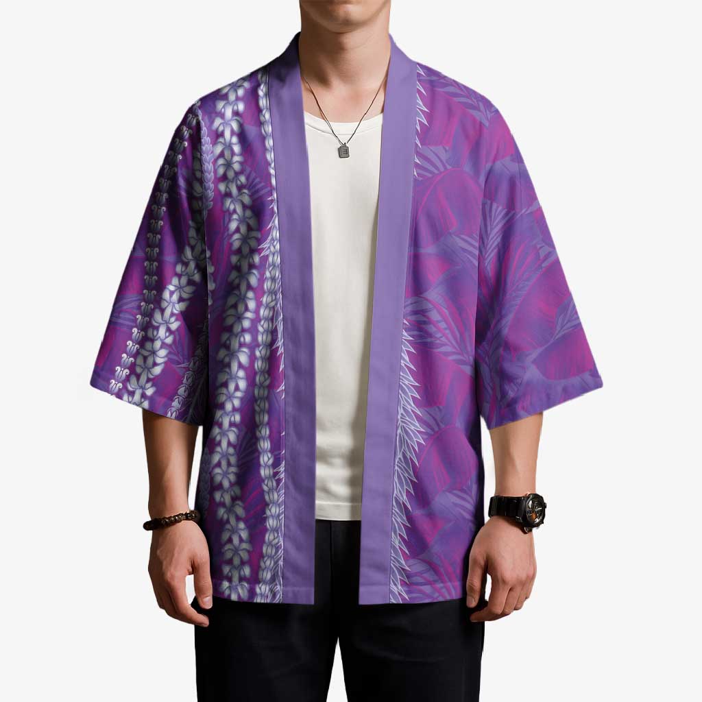 Hawaii Prince Kuhio Kimono Violet Hawaiian Lau Maia With Leis